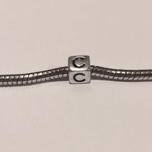 Silver C Spacer Charm for‎ Pandora Style Bracelet
